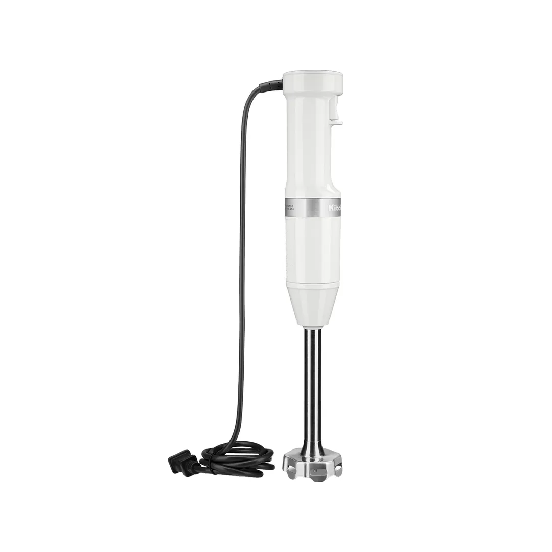 KitchenAid KHBV83WH Corded Hand Blender, White, Removable 8" Blending Arm