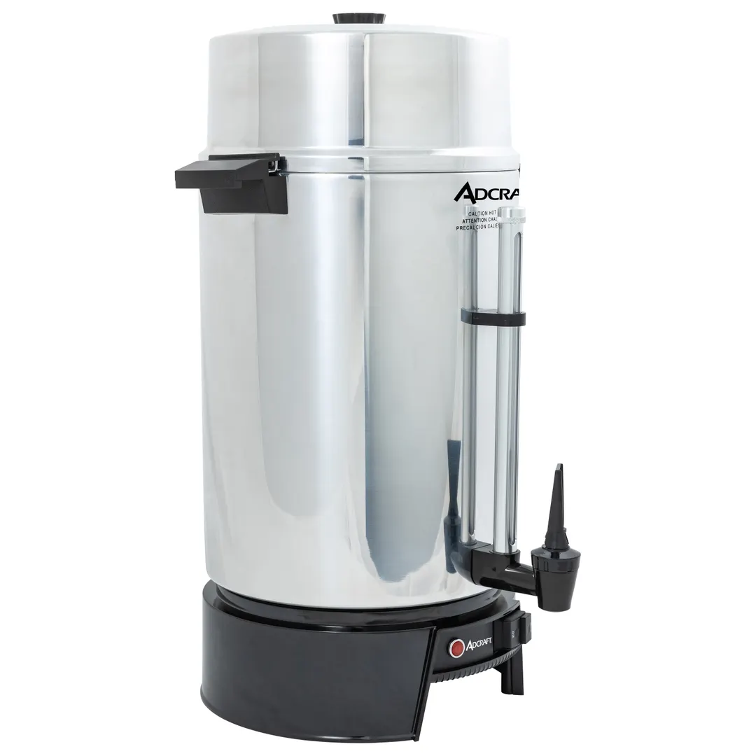 Adcraft CUA100 Coffee Urn – 100‑Cup Aluminum, 14.1"W x 22.6"H, 1500 W Temp, 2‑Way Dripless Faucet