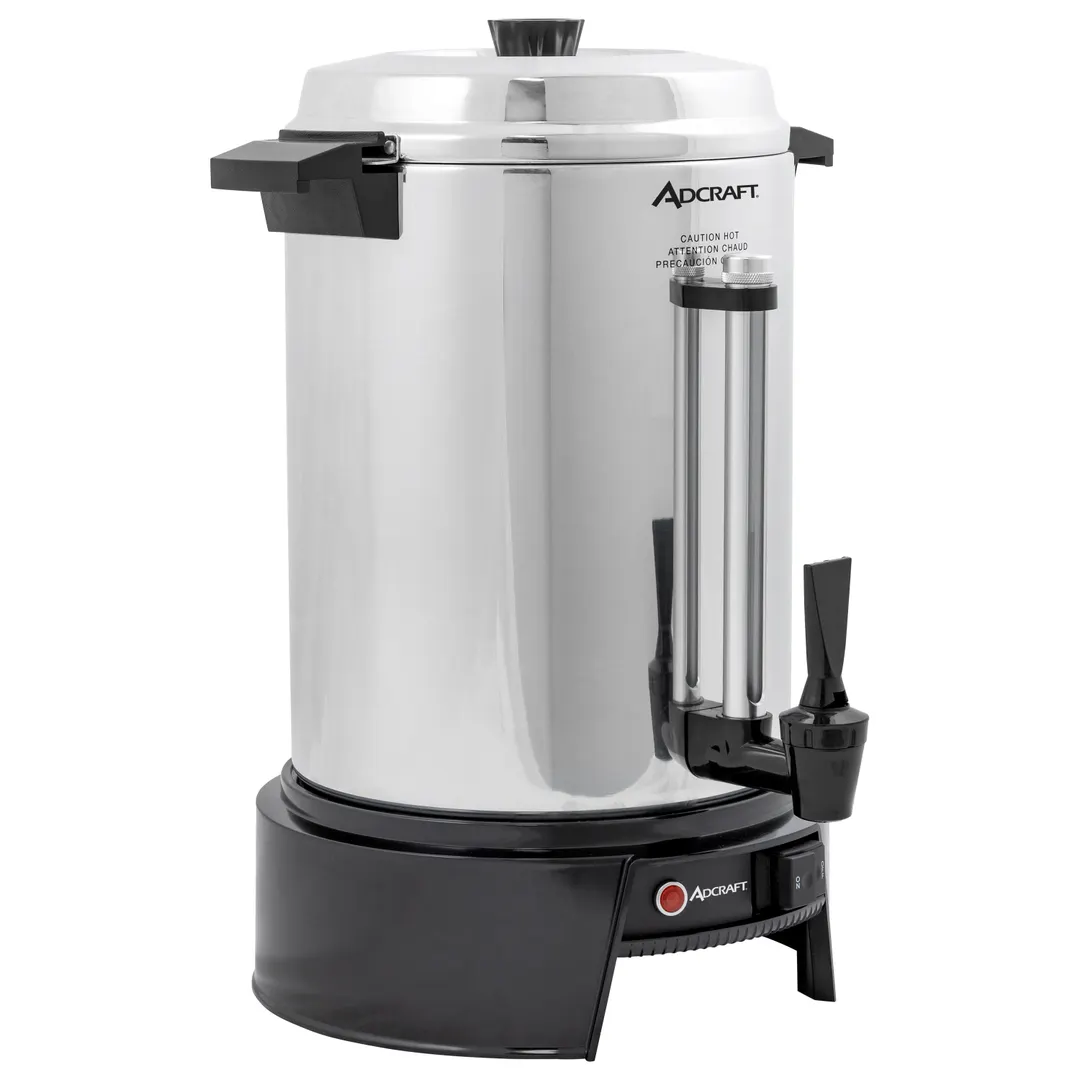 Adcraft CUA55 Coffee Urn – 55‑Cup 7‑8 qt Silver Aluminum, 13.5×12.9×17.8", 1500 W 120 V, Auto Temp