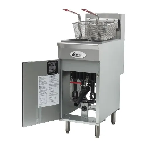 Hubert 145866 15" Floor Model Gas Deep Fryer, Full Pot, Natural Gas, 40 Ibs, 90.000 BTU