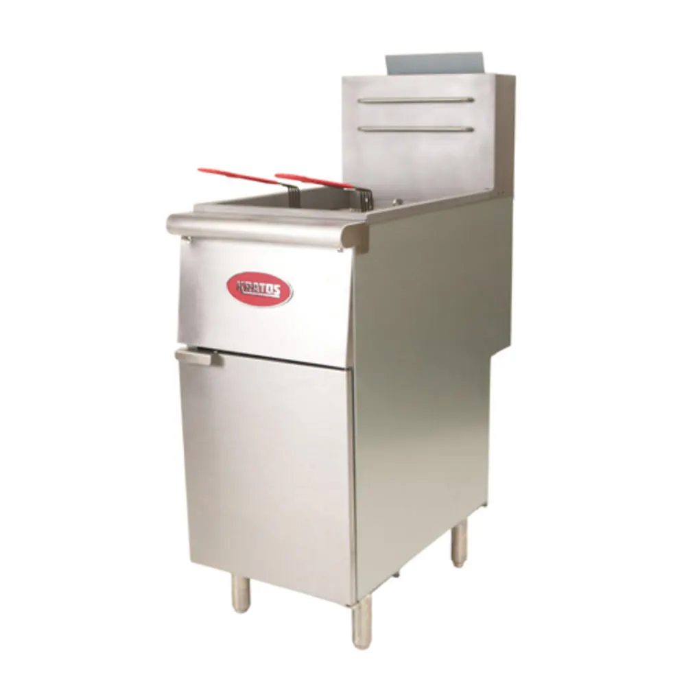 Hubert 67757 15" Floor Model Gas Deep Fryer Full Pot Propane, 40 Ibs, 90.000 BTU, Stainless Steel