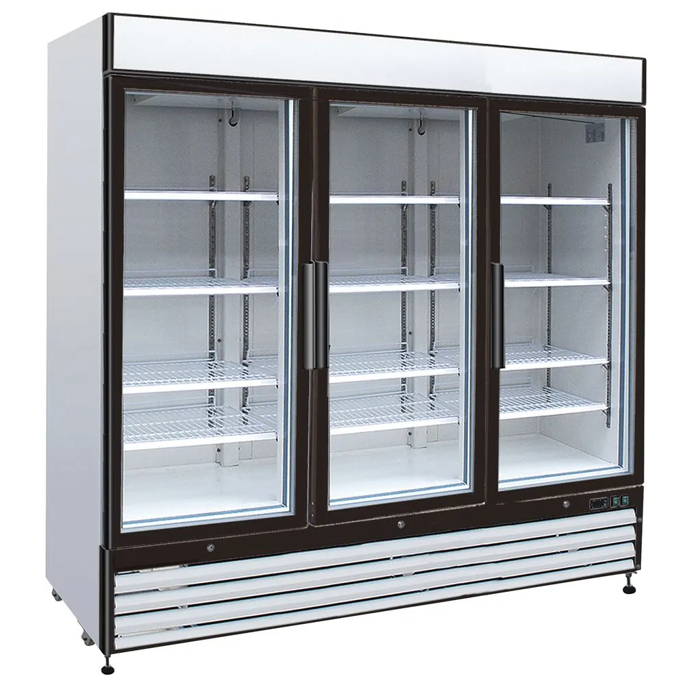 Hubert 69K-825 81" Freezer Merchandiser, 72 cu. ft., 3-Section, White Finish, LED Lighting, 120V