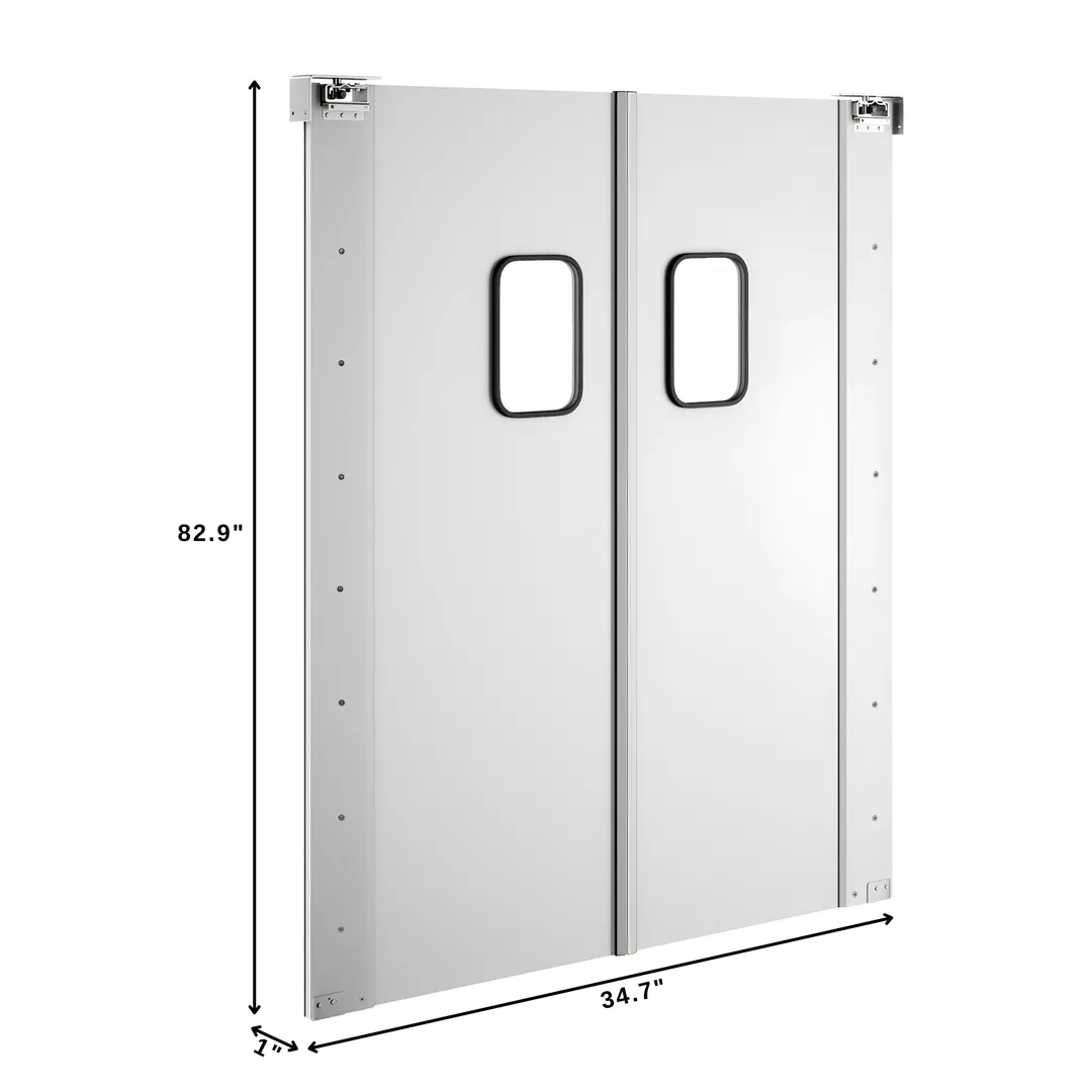 Koolmore KM-SWD36X2 Double Panel Traffic Door, Aluminum, 72"W x 84"H, Swing Door with 9"x14" Window
