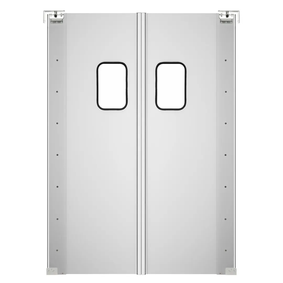Koolmore KM-SWD36X2 Double Panel Traffic Door, Aluminum, 72"W x 84"H, Swing Door with 9"x14" Window