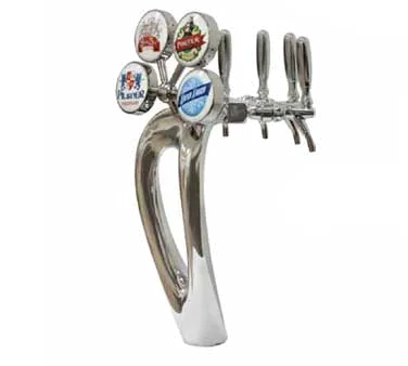 Micro Matic 9504-C-M Counter Beer Tower, 10" x 22-1/2" Glycol Cooled, 4‑Tap 304 Faucets, Illuminated
