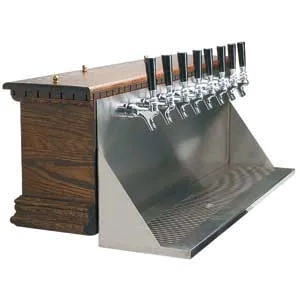 Micro Matic CFD08AKR Draft Beer Tower, 36" W x 12¼" H, Oak, Glycol Cooled, 8 SS Faucets, 7‑12 Taps