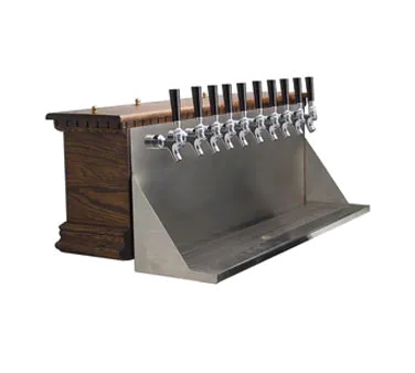 Micro Matic CFD10A Beer Tower, Countertop 36" x 12-1/4", Dark Oak, 10 Faucets, 34" x 8" Drip Tray