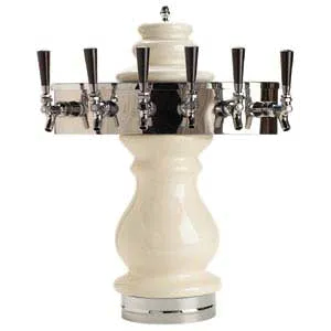 Micro Matic CT400E-6 Draft Beer Tower, Countertop, 9" Dia x 24-7/8" H, 6 Brass‑Body Faucets