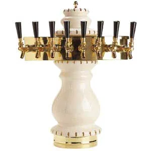 Micro Matic CT400E-8 Draft Beer Tower, 9" Dia x 24-7/8" H, A‑Cooled, Ceramic, Brass 8‑Tap Faucets