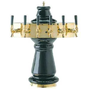Micro Matic CT500E-6 Draft Beer Tower, 7½" Dia x 25" H, 6 Brass‑Body Faucets, 15⅛" Clearance
