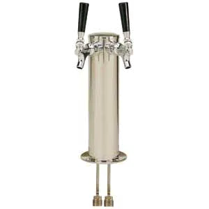 Micro Matic D4743DS Column Draft Beer Tower Countertop 3"x12" Air-Cooled Steel Brass Faucets 1-3 Taps
