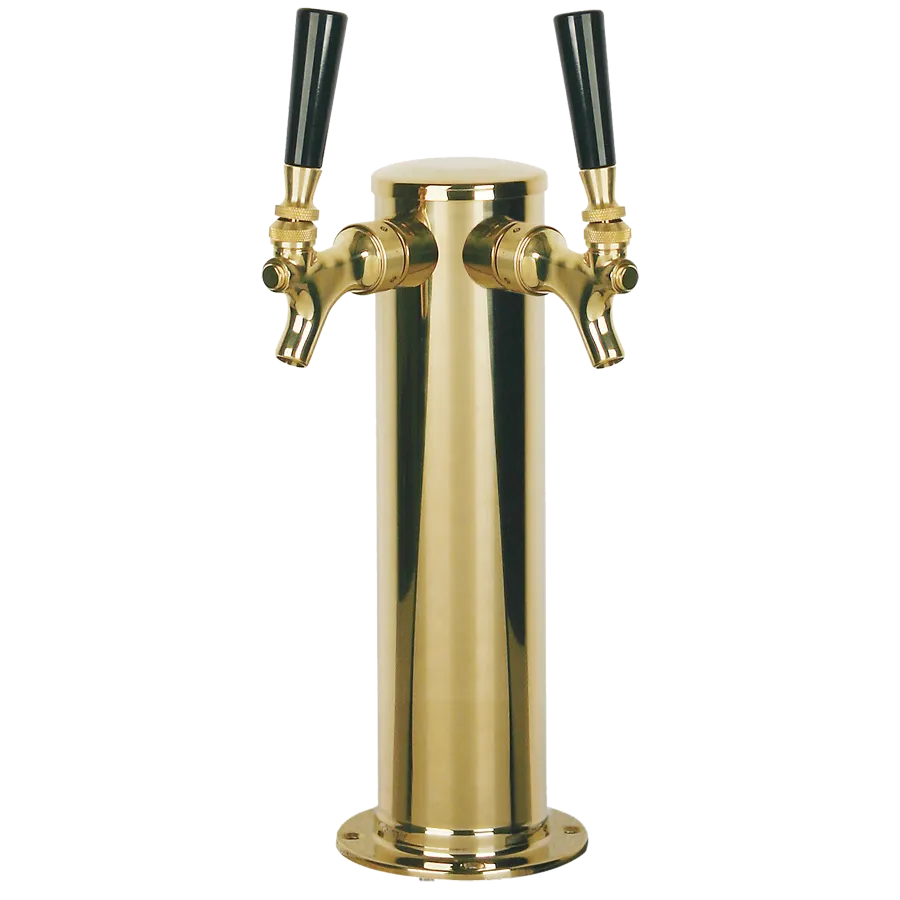 Micro Matic D4743DT-PVD Beer Tower 3" Dia x 12" H Air‑Cooled Brass 1‑3 Taps 9¼" Clearance 4½" Base