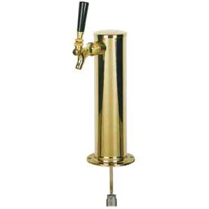Micro Matic D4743S-PVD Draft Beer Tower, Countertop, 3" Dia x 12-1/4" H, PVD Brass, 1 Brass Faucet