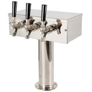 Micro Matic D7743PSSKR T‑Style Draft Beer Tower,12" x 14‑3/4" Glycol‑Cooled 3‑Tap 3" Col/4‑1/4" Base