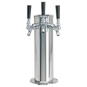 Micro Matic DS-143-PSSKR Draft Tower, 4" Dia. x 13-3/4" H, Glycol‑Cooled Steel, 3 Faucets, 6" Base