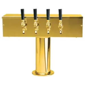 Micro Matic DS-254-PVD Draft Beer Tower, Countertop, 20"W X 15‑1/2"H, 4 Brass Faucets, PVD Brass