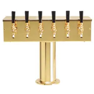 Micro Matic DS-256-PVDKR T‑Style Draft Beer Tower, 20"×15½", 6‑Tap PVD Faucets, Cooling Block