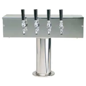 Micro Matic DS-354-PSS Beer Tower Counter 20x15.5" AC SS 4 Brass Faucets 3" OC 4" Col/6" Base