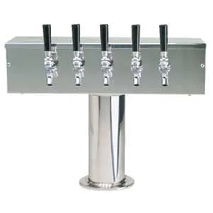 Micro Matic DS-355-PSS Draft Beer Tower, 20" W x 15½" H, Steel, 4-6 Tap Column, Chrome Brass Faucets