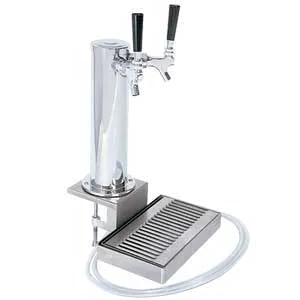 Micro Matic DS532CL Draft Tower Clamp-On 3" Column, 2 Chrome Faucets, 10"x6" Tray, Finish, 1-3 Taps