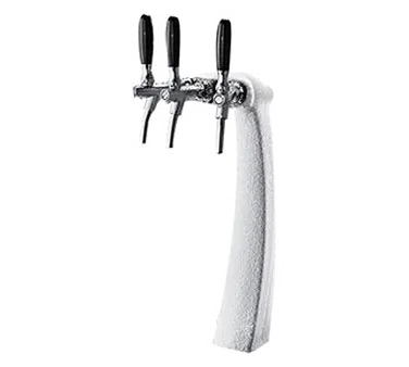 Micro Matic FALCO3-C-F Ice Frosted Beer Tower 8-3/8"x18-3/4" Chrome Glycol Cooled 3 Taps