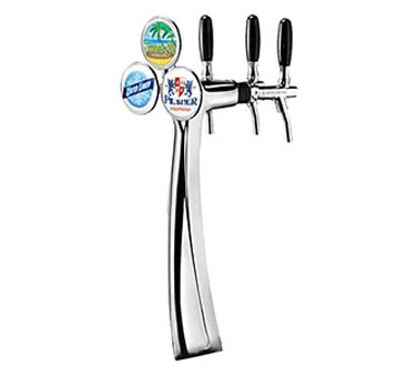 Micro Matic FALCO3-C-M Draft Beer Tower, 8-3/8" x 23" Countertop, Glycol Cooled, 3 Faucets, 3" Base