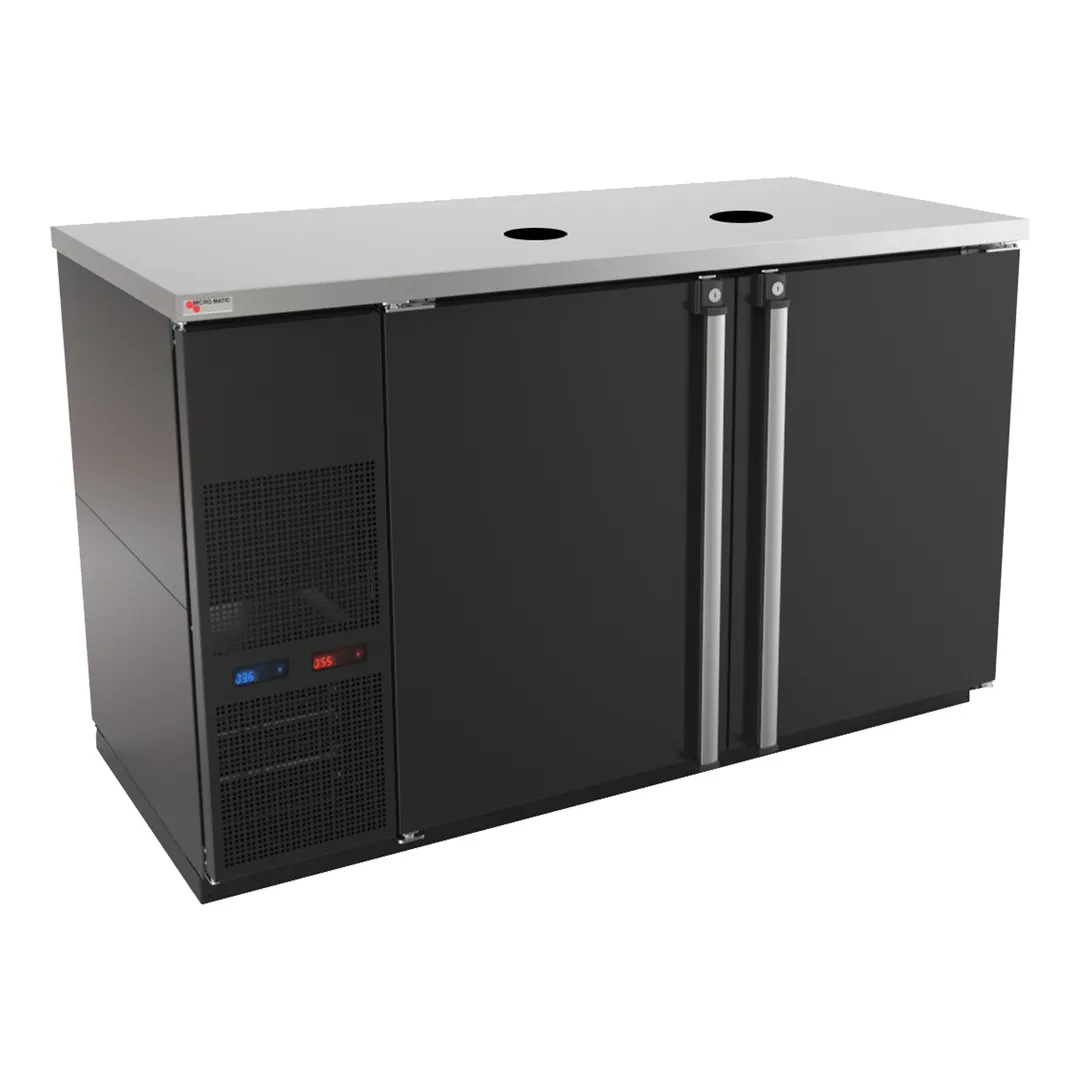 Micro Matic MBB58BC-E 59.5" Dual‑Temp Keg Cooler, Black, Holds 6 Cold & 2 Warm Kegs, 115V
