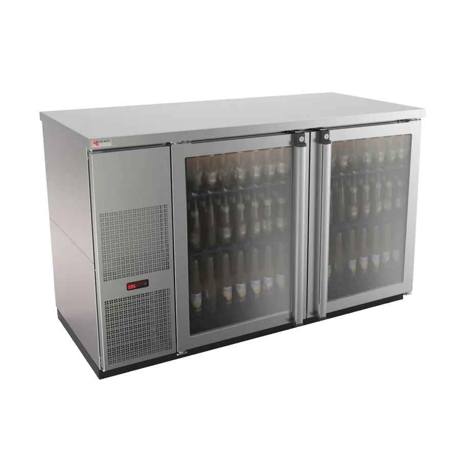 Micro Matic MBB58GS-E 59.5" Bar Cooler, 23.7 Cu Ft, Glass Lock Doors, 115 V 1/3 HP, R290 Refrigerant
