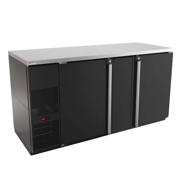 Micro Matic MBB68-E 69" Bar Cooler, 28 cu ft, Black Vinyl, 1/3 HP R290, Hinged Doors with Locks