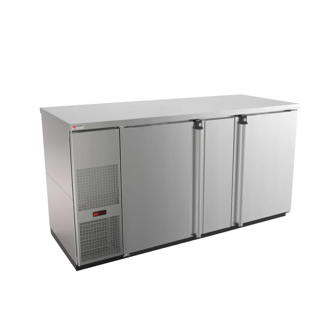 Micro Matic MBB68S-E 69.5" Two-Section Back Bar Cooler, 28 Cu Ft, SS, 2 Locked Doors, R290, 1/3 HP
