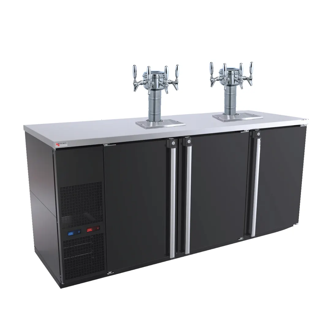 Micro Matic MBB78BC-E-B 80" Keg Cooler, Black Vinyl, 73", Holds 12 1/6 Barrels, R290 Refrigerant