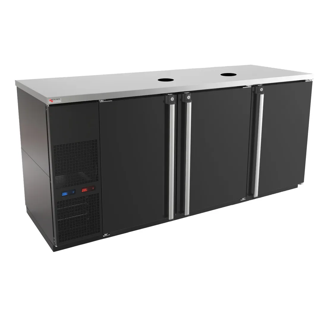 Micro Matic MBB78BC-E 80" Keg Cooler, Black, 12 1/6 Barrels (10 Cold, 2 Warm), 8 Faucets, R290