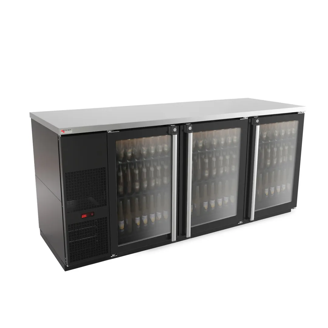 Micro Matic MBB78G-E 80" Back Bar Cooler, 30.8 Cu Ft, Black, Top, Glass Doors, R290, 115V 1/3 HP
