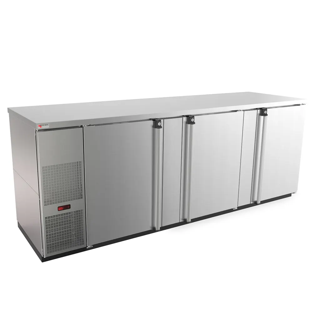 Micro Matic MBB94S-E 95" Back Bar Cooler, 39.2 Cu ft, Stainless Steel, 3 Locked Doors, 1/3 HP 115V