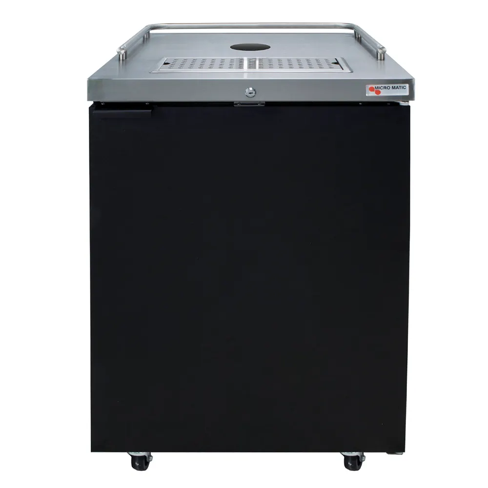 Micro Matic MDD23-E-LT 25" Draft Beer Cooler, 8.4 Cu Ft, Black, 1‑2 Keg Capacity, 1/6 HP, Casters