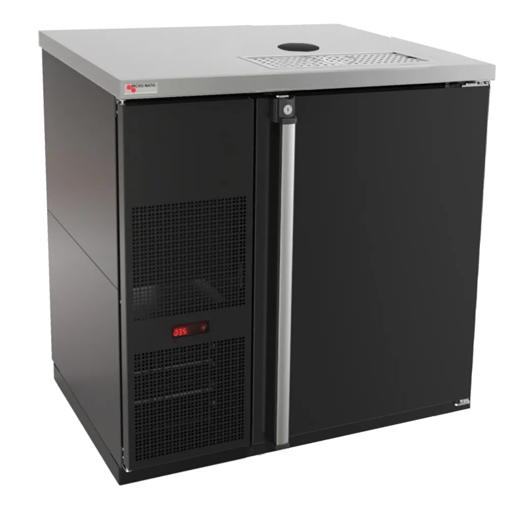 Micro Matic MDD36-E-LT 36" Draft Beer Cooler – Black Vinyl Stainless Steel Glass Rinser R290 1/10 HP
