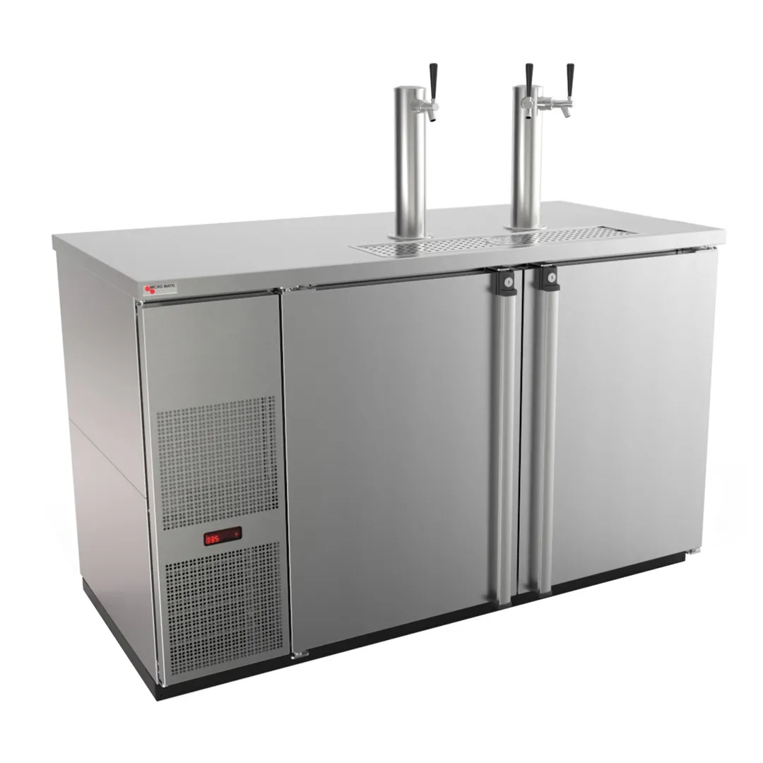 Micro Matic MDD58S-E - 59.5" Draft Beer Cooler, 23.7 cu ft, Stainless, 1/3 HP 115V, Rinser, 3" Towers