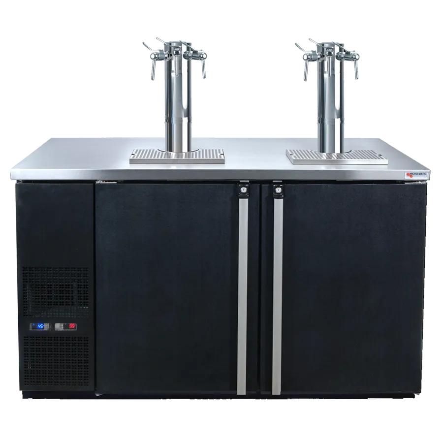 Micro Matic MDD58W-E-B – 59" Wine Cooler, Black/Steel Top Self-Contained 2 Triple Columns, 1/3 HP 115V