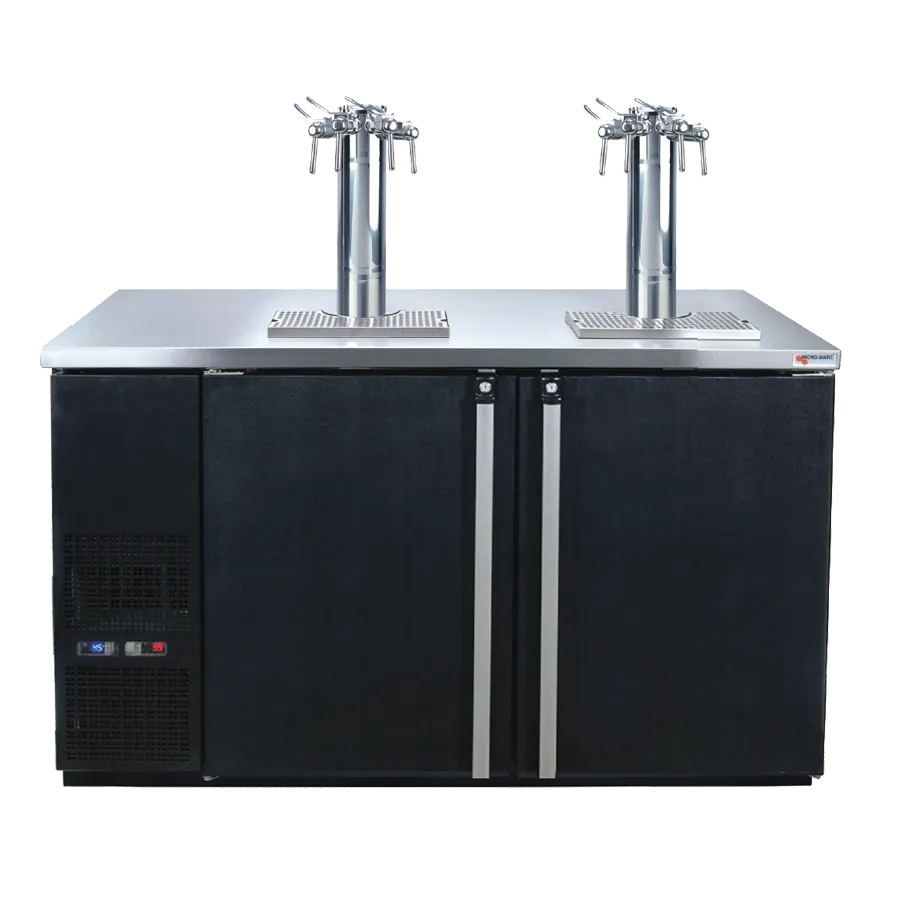 Micro Matic MDD58W-E-C 59" Dual-Temp Wine Cooler, Black Vinyl, Top, Locked Doors