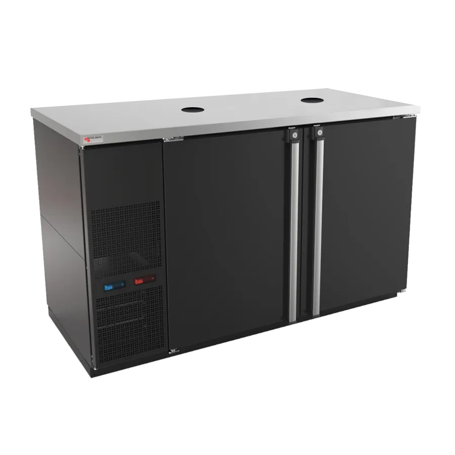 Micro Matic MDD58WLT-E 59" Wine Cooler Dispenser, Black, 2 Display, 2 3" Font Holes, 1/3 HP 115V