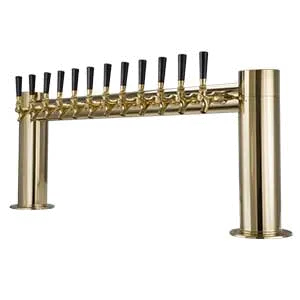 Micro Matic METRO-H-12PVDKR Draft Tower 44" x 16", 12 Brass‑Plated Faucets, 2 4" Columns, NSF