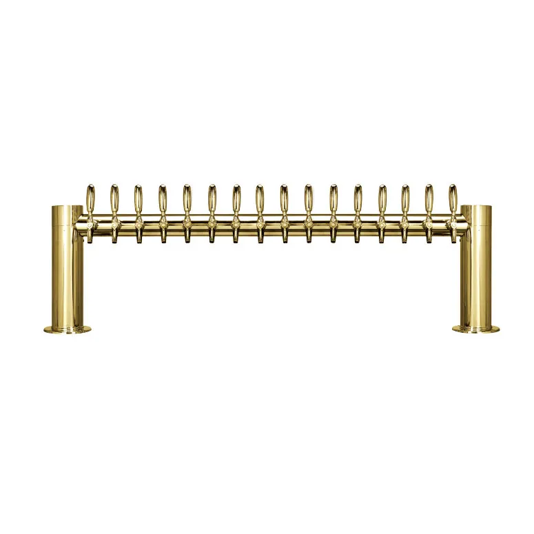 Micro Matic METRO-H-16PVDKR Tower, 56" x 16", Ct, 2 Brass Columns, 16 PVD Faucets, NSF Certified