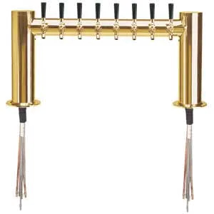 Micro Matic METRO-H-8PVDKR - 32" x 16" Draft Tower, 2 4" Columns, 8 PVD Brass‑Plated Faucets, NSF