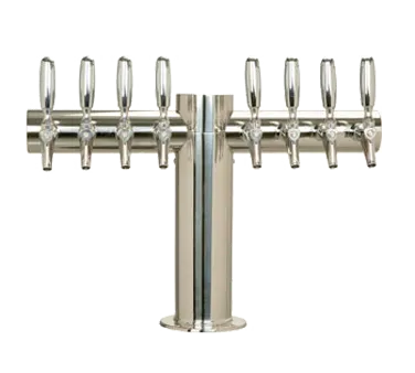 Micro Matic METRO-T-8PSSKR T Beer Tower, 24"W x 16"H, Glycol, 304 SS, 8 Taps, 4" Column, NSF