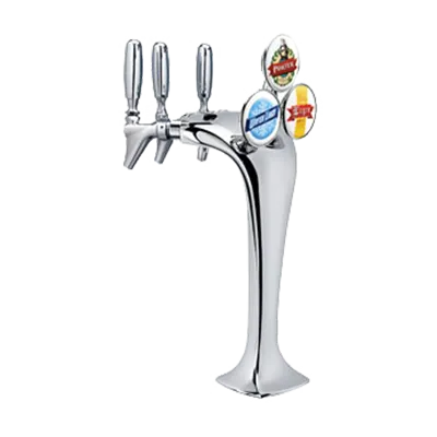 Micro Matic MM1093K-M Cobra Draft Beer Tower, Ct, 16-7/8" H, Glycol, 3‑Tap, 12-1/4" Stainless Finish
