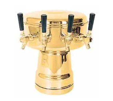 Micro Matic MTB-4BR Draft Beer Tower, Ct., 12" Dia x 15-5/16" H, Air‑Cooled Brass Finish, 4 Faucets