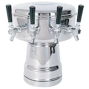 Micro Matic MTB-4PSS Beer Tower, Countertop, 12" Dia x 15-5/16" H, Air-Cooled, Stainless Steel 4 Taps