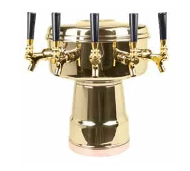 Micro Matic MTB-5BRKR Draft Beer Tower 12" Dia X 15-5/16" H, Glycol‑Cooled, 5 Faucets, Brass, NSF