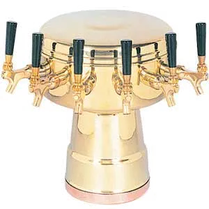 Micro Matic MTB-6BRKR Beer Tower, 12" Dia, Glycol‑Cooled, Brass, 6 Faucets, 3‑5/8" OC, NSF Certified
