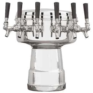 Micro Matic MTB-6PSS Draft Beer Tower, Countertop Air‑Cooled, 12" Dia x 15-5/16" H, Stainless 6 Taps